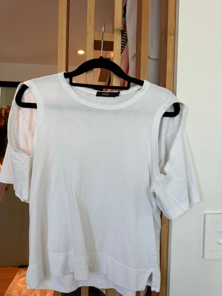 Bassike White Cut out Tee