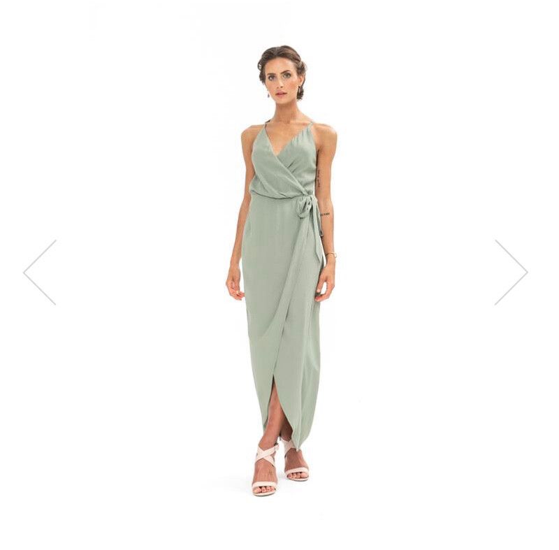 Evolution - sage green wrap Dress on Designer Wardrobe