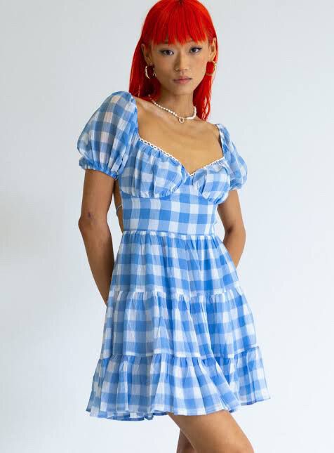 blue gingham dress princess polly Ladybug Gingham Mini Dress Blue