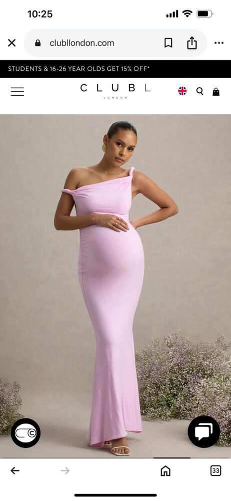 strapless open back dress 3/4 Sleeves Round Neck V-Back Maternity Pink Maxi Dress main image 0