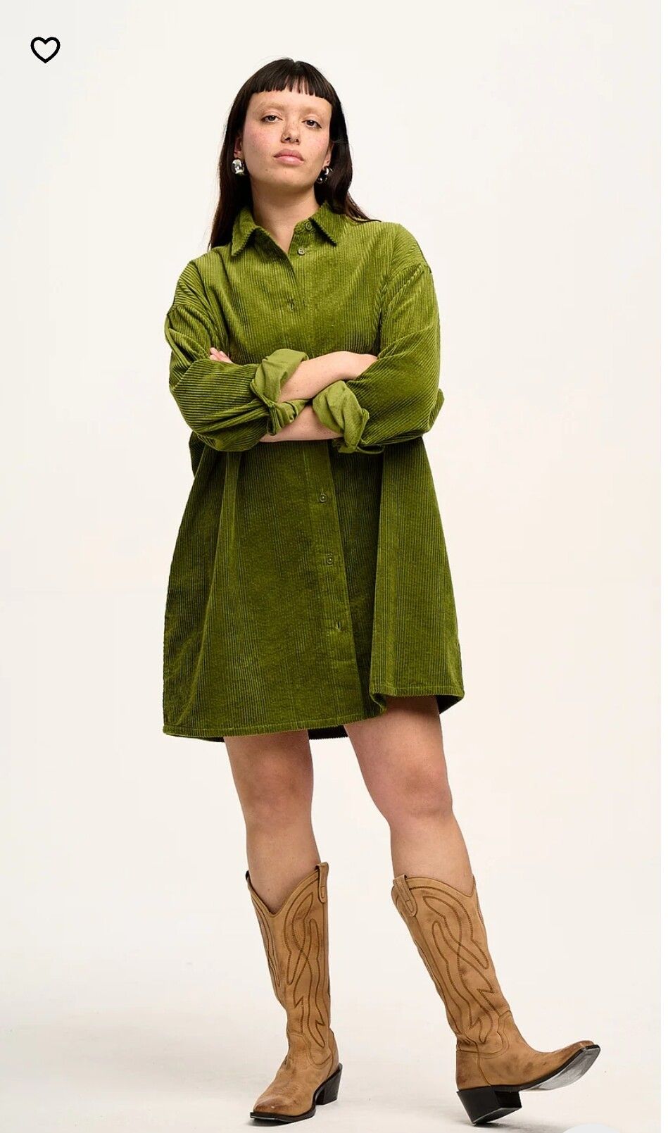 Lucy & Yak - Jada Shirt Dress: ORGANIC CORDUROY - Guacamole Green on  Designer Wardrobe