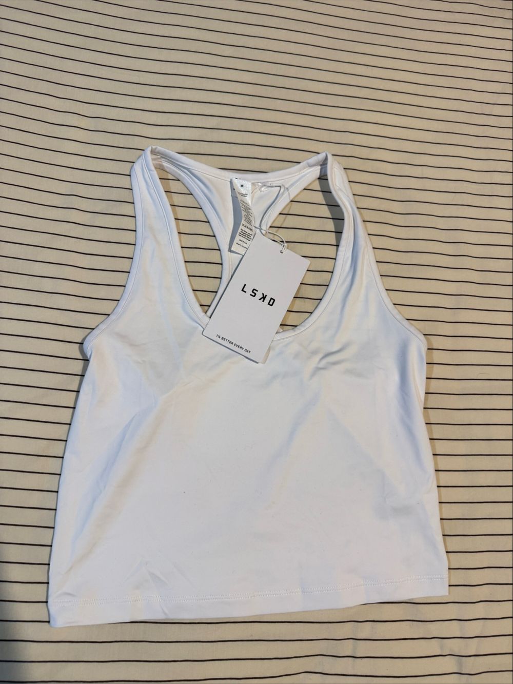 LSKD White Flow Scoop Neck Performance Tank