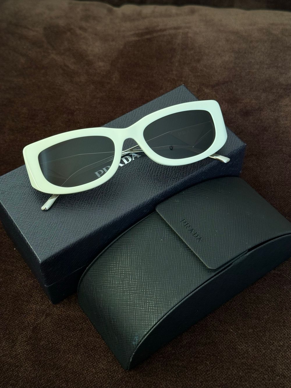 Prada White Rectangle Sunglasses