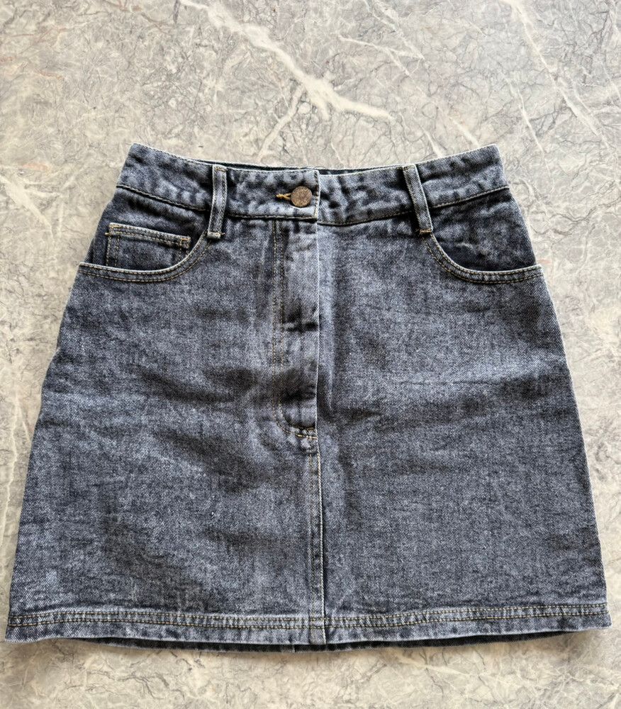 Wash Black Denim Mini Skirt