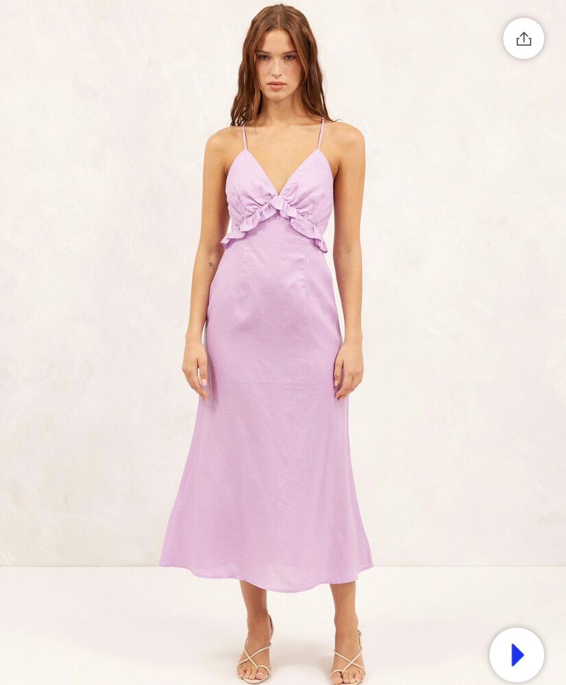 AERE Linen Frill Midi Dress