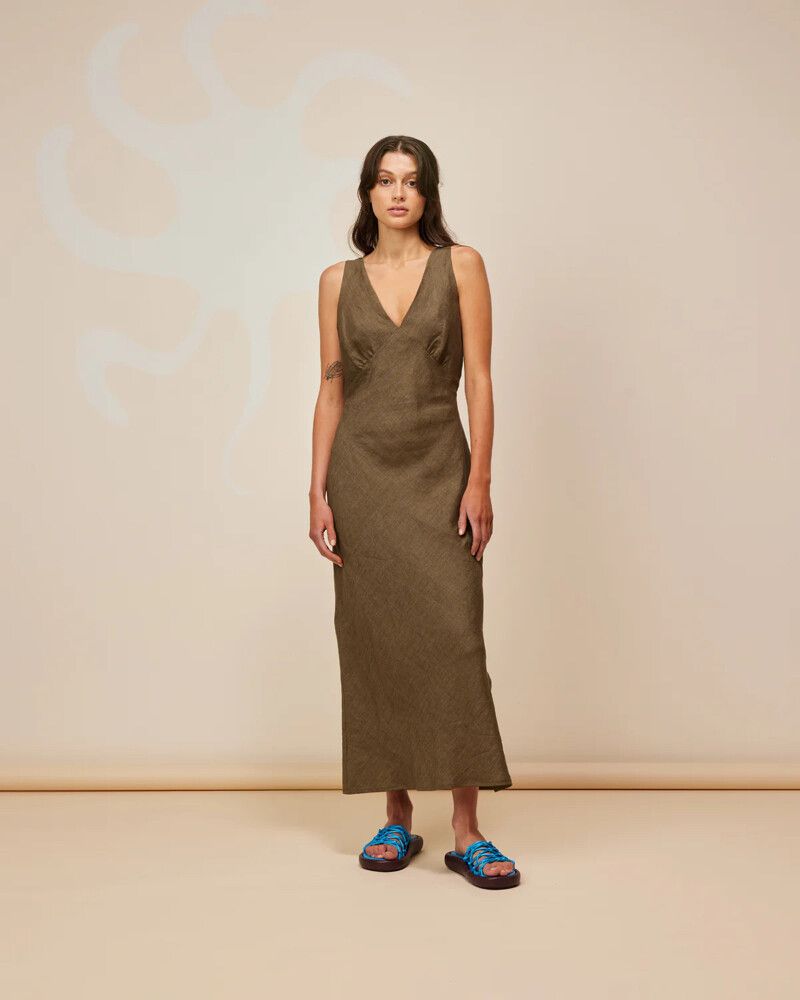 chinese dress ladies Assembly Label Colette Linen Slip Dress - Cloud main image 0