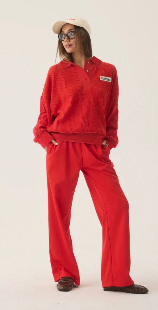 Tiva Waffle Sweatshirt - Apple Red