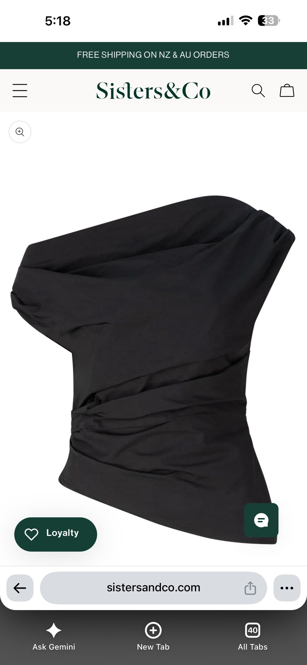 ONE OF OTHERS Pallis Black One Shoulder Top