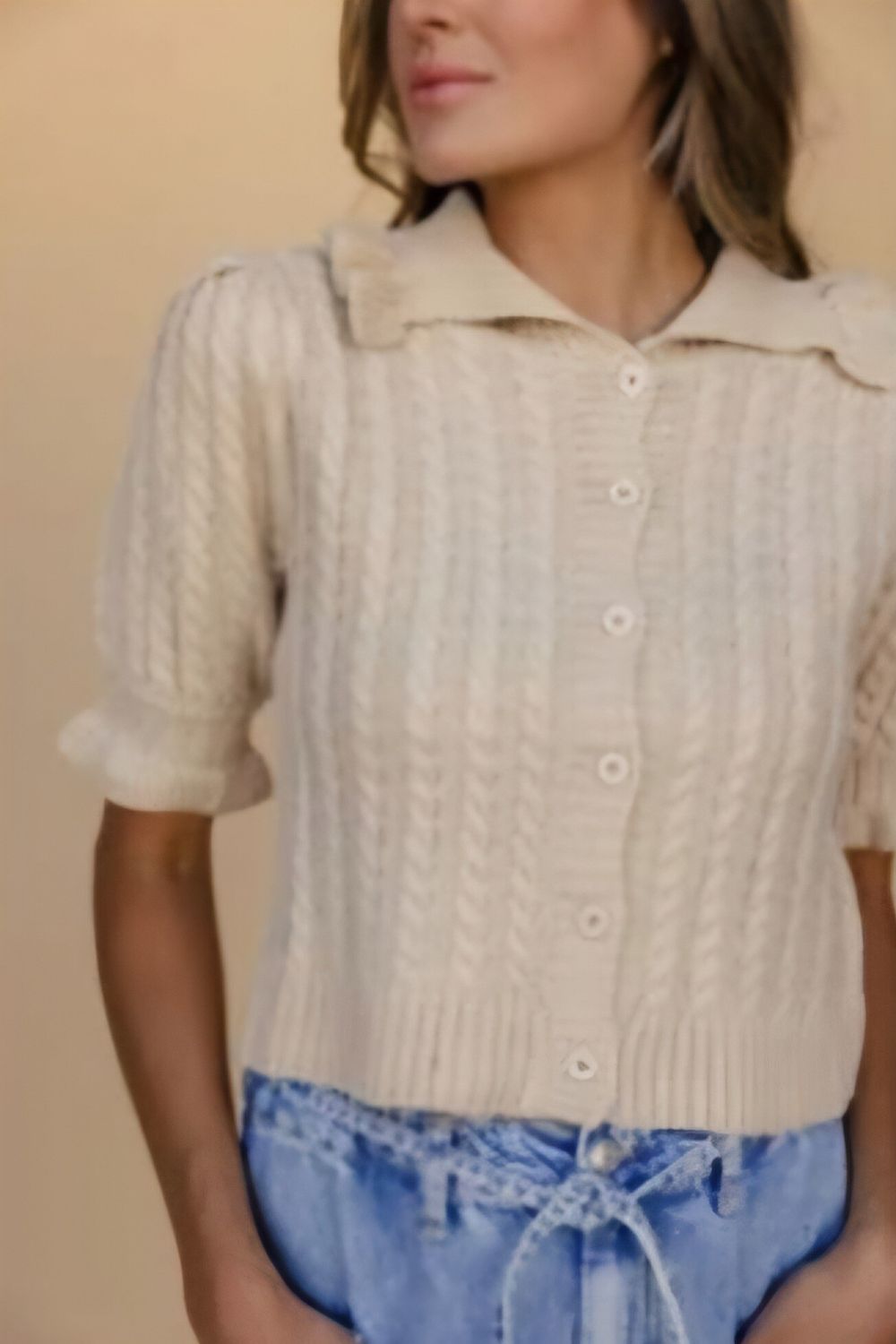 Key To My Castle Cable Knit Top - Corn Silk