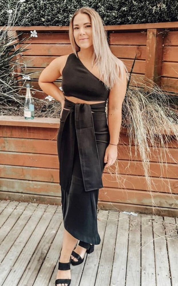 maurie and eve after midnight dress black Ruched Asymmetrical Cutout Maxi Dress