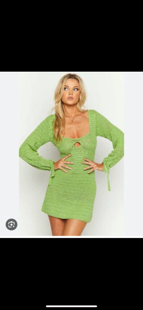 Beginning Boutique - Green Crochet Dress on Designer Wardrobe Beginning Boutique - Green Crochet Dress on Designer Wardrobe