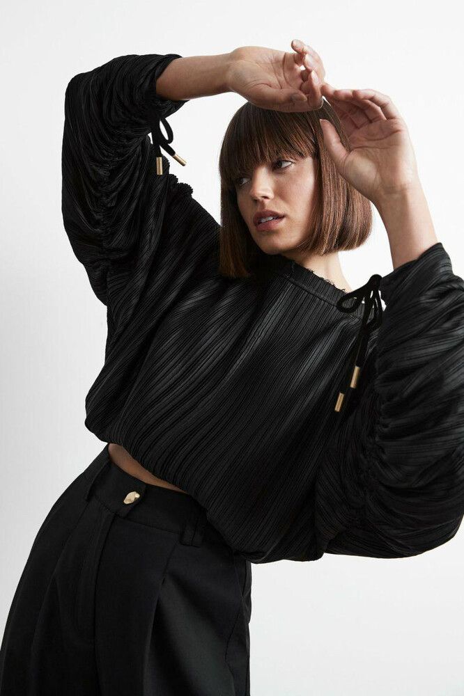 BN Pleated Black Crop Top