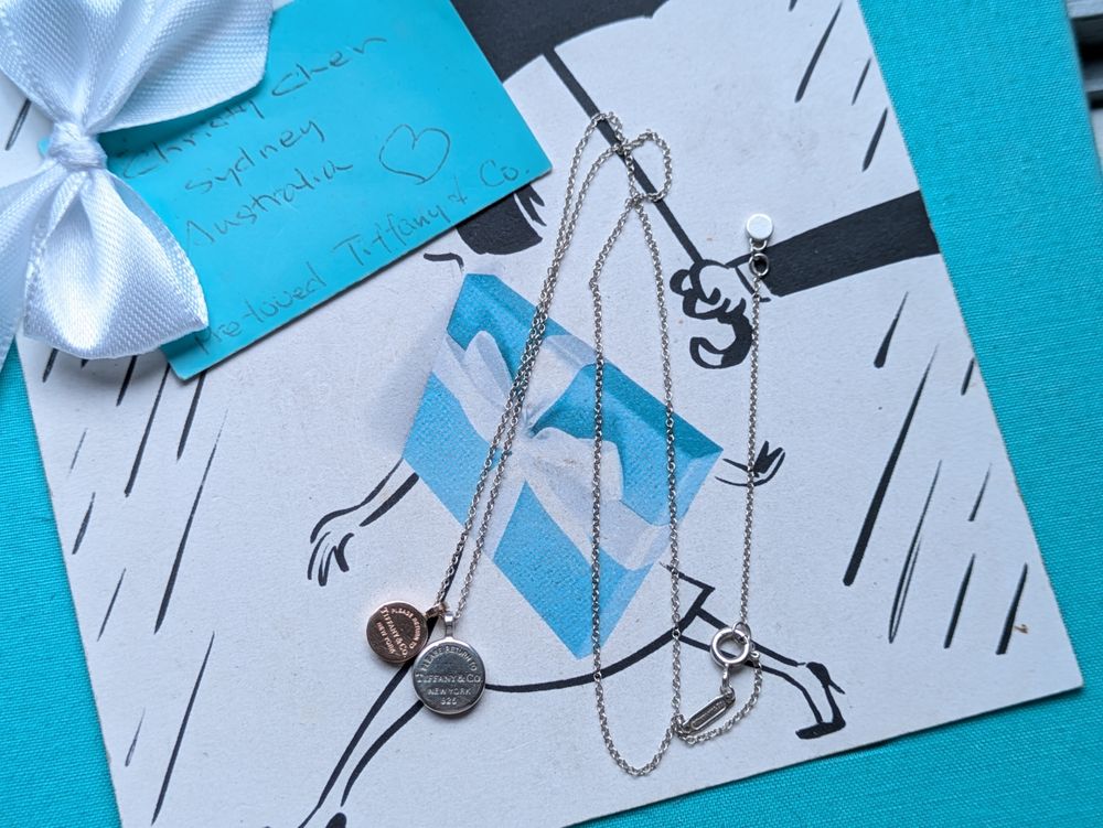 Tiffany & Co. Silver rubedo double disc charms Necklace