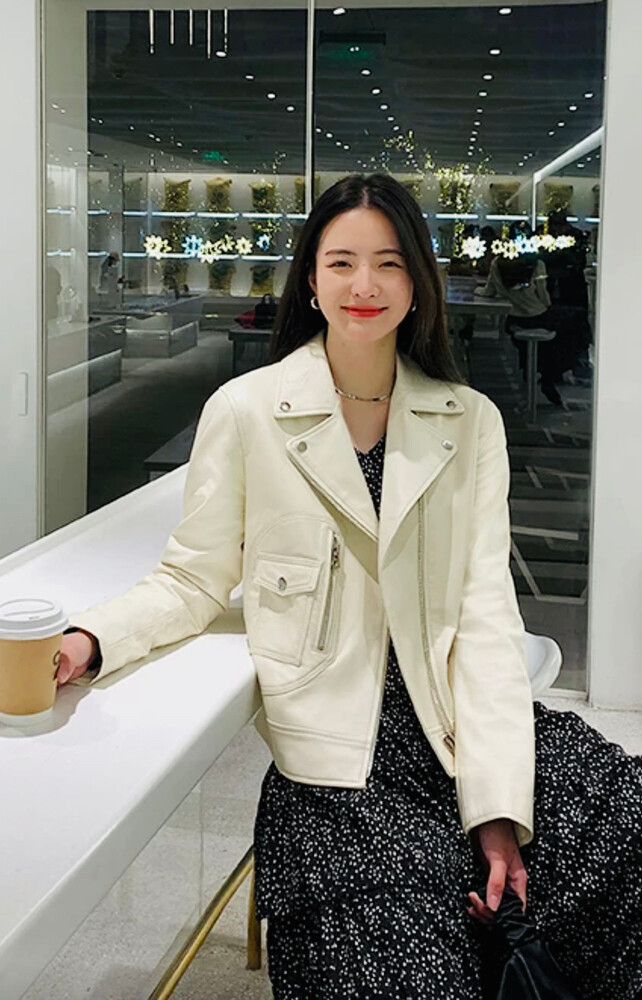 Cream Leather Jacket sizeS