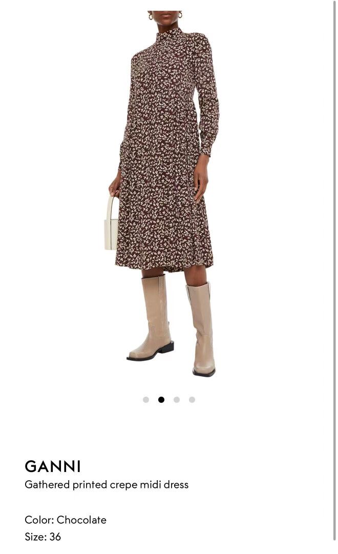 Ganni - Ganni crepe maxi high neck shirt dress on Designer Wardrobe