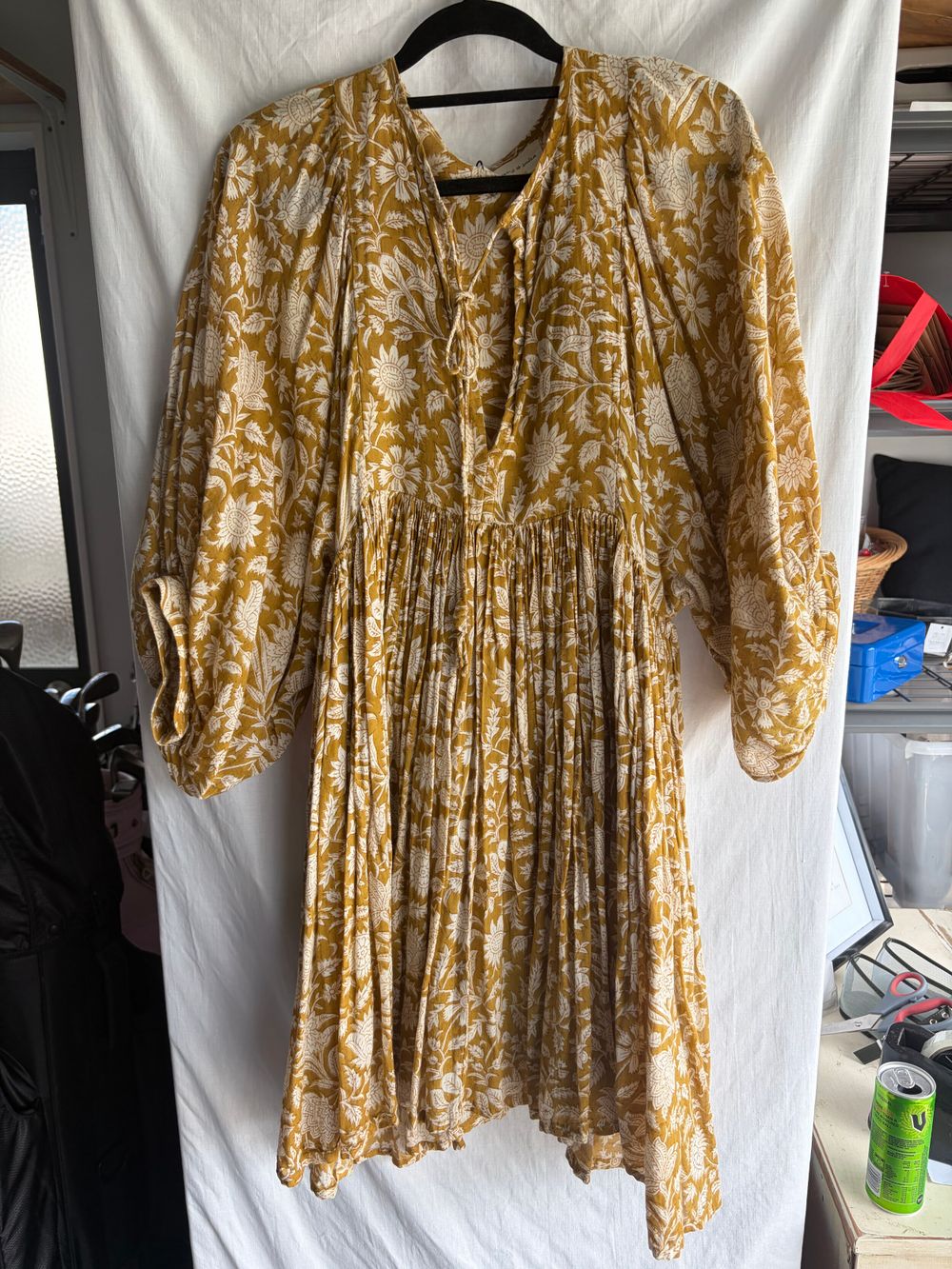 Yellow Floral Print Midi Dress