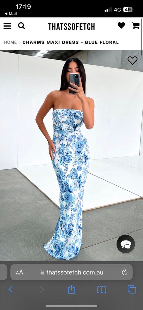 Thats So Fetch - That's So Fetch Charms Maxi Dress Blue Floral on Designer Wardrobe Thats So Fetch - That's So Fetch Charms Maxi Dress Blue Floral on Designer Wardrobe