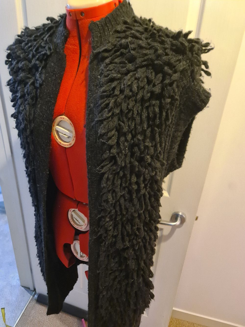 Shaggy Black Wool Gilet