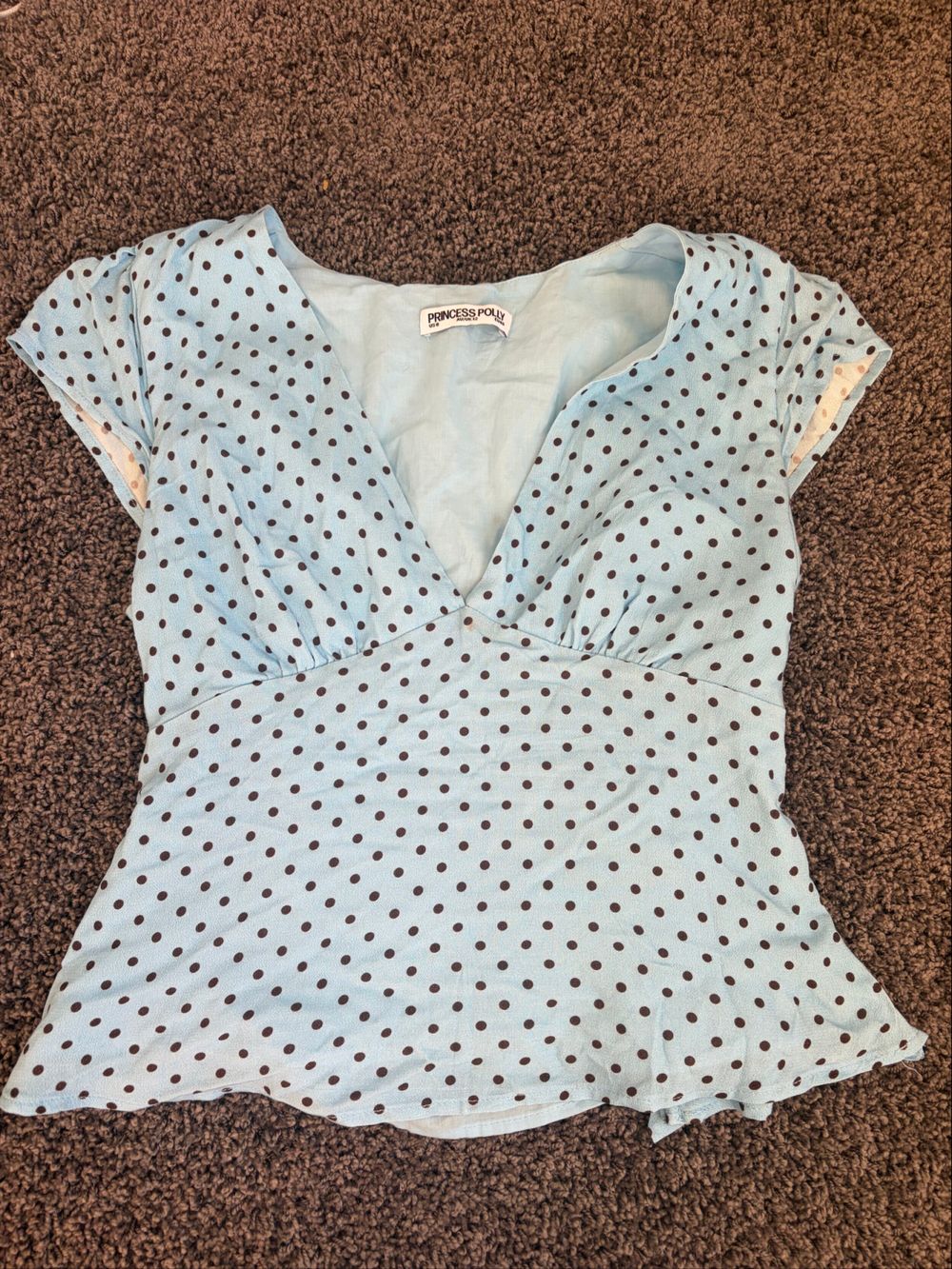 Princess Polly Blue Polka Dot Wrap Top