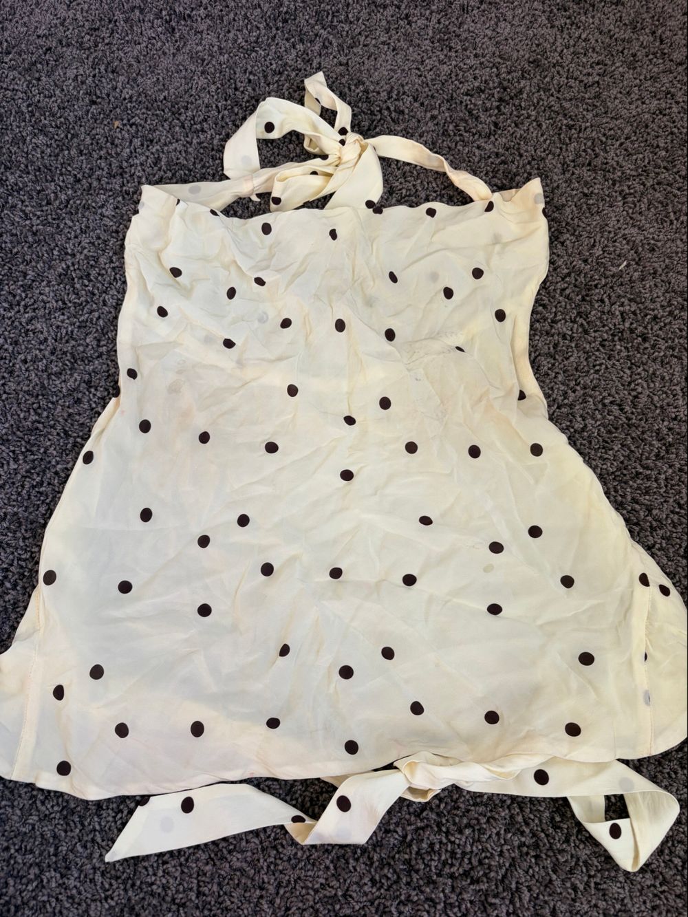 Kookai Cream Polka Dot Halter Dress
