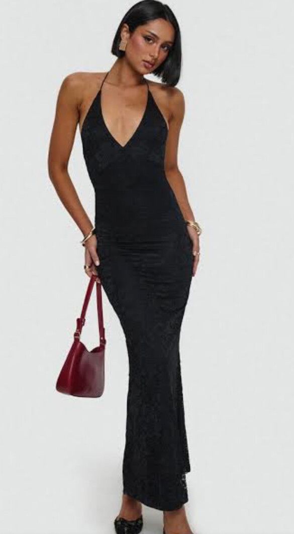 strapless open back dress Mei High Split Halter Neck Maxi Dress in Ivory
