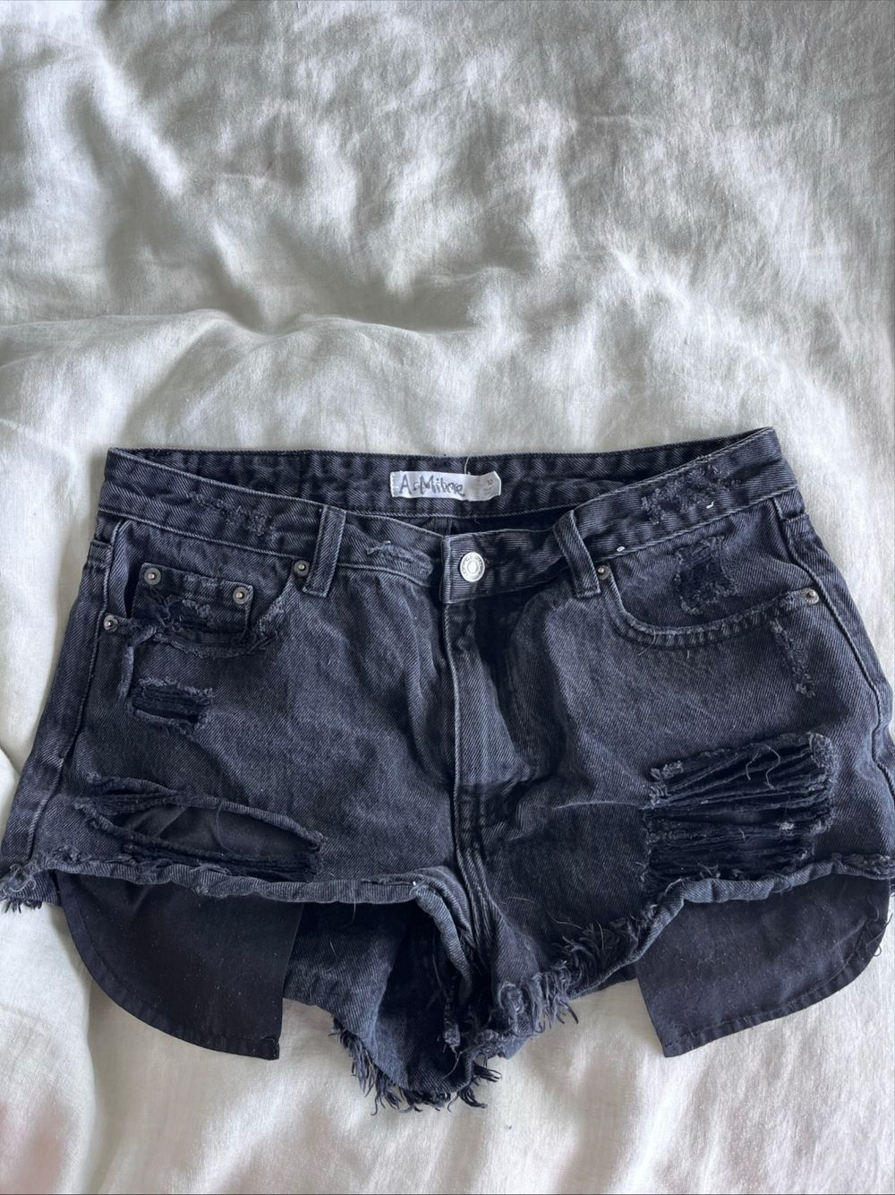 Glassons black distressed denim shorts