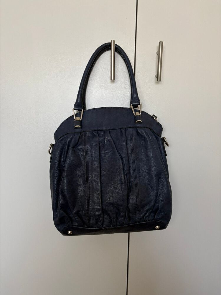 navy leather bag