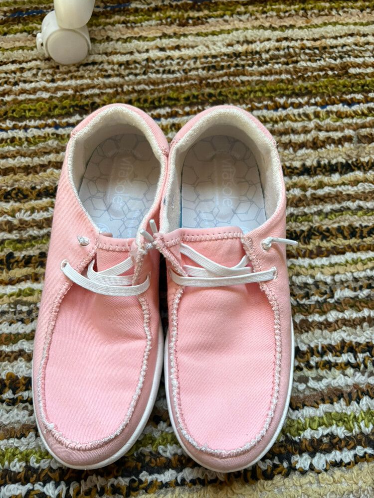 Pink Canvas Boat Shoes