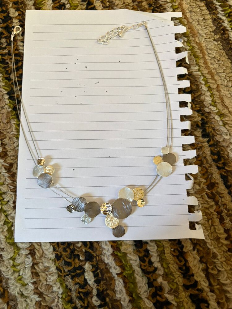Silver and Gold Disc Necklace and Earrings Set