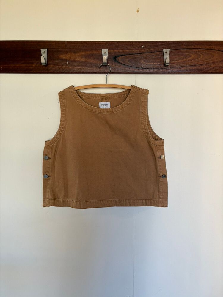 Piper Brown Denim Slightly Crop Top