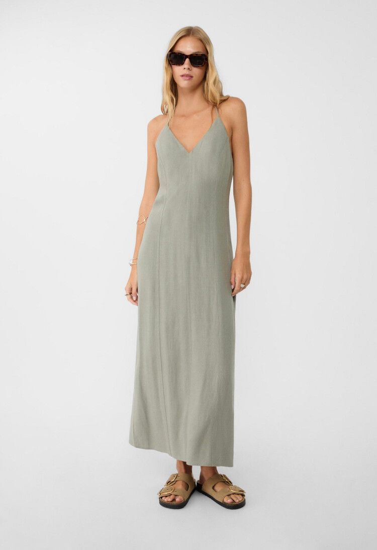 stradivarius green dress Nessa Ottoman Shift Dress-Jewel Green