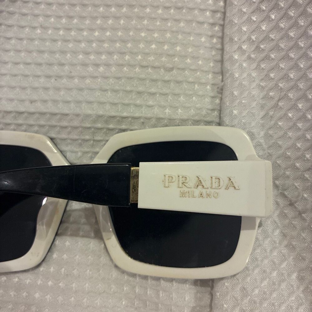 Prada White and Black Square Sunglasses
