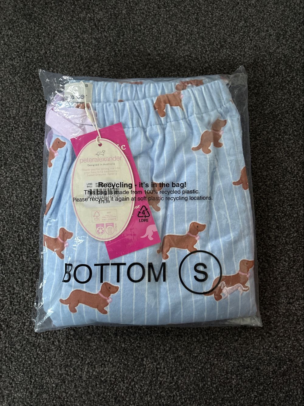 Peter Alexander Blue Dachshund Print Pajama Pants