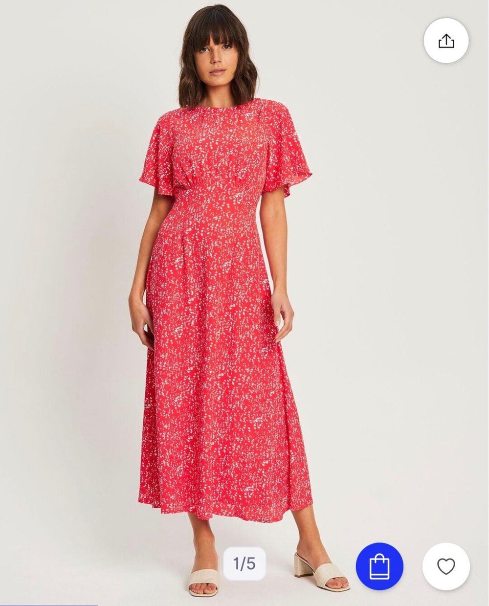 Calli Red Floral Midi Dress