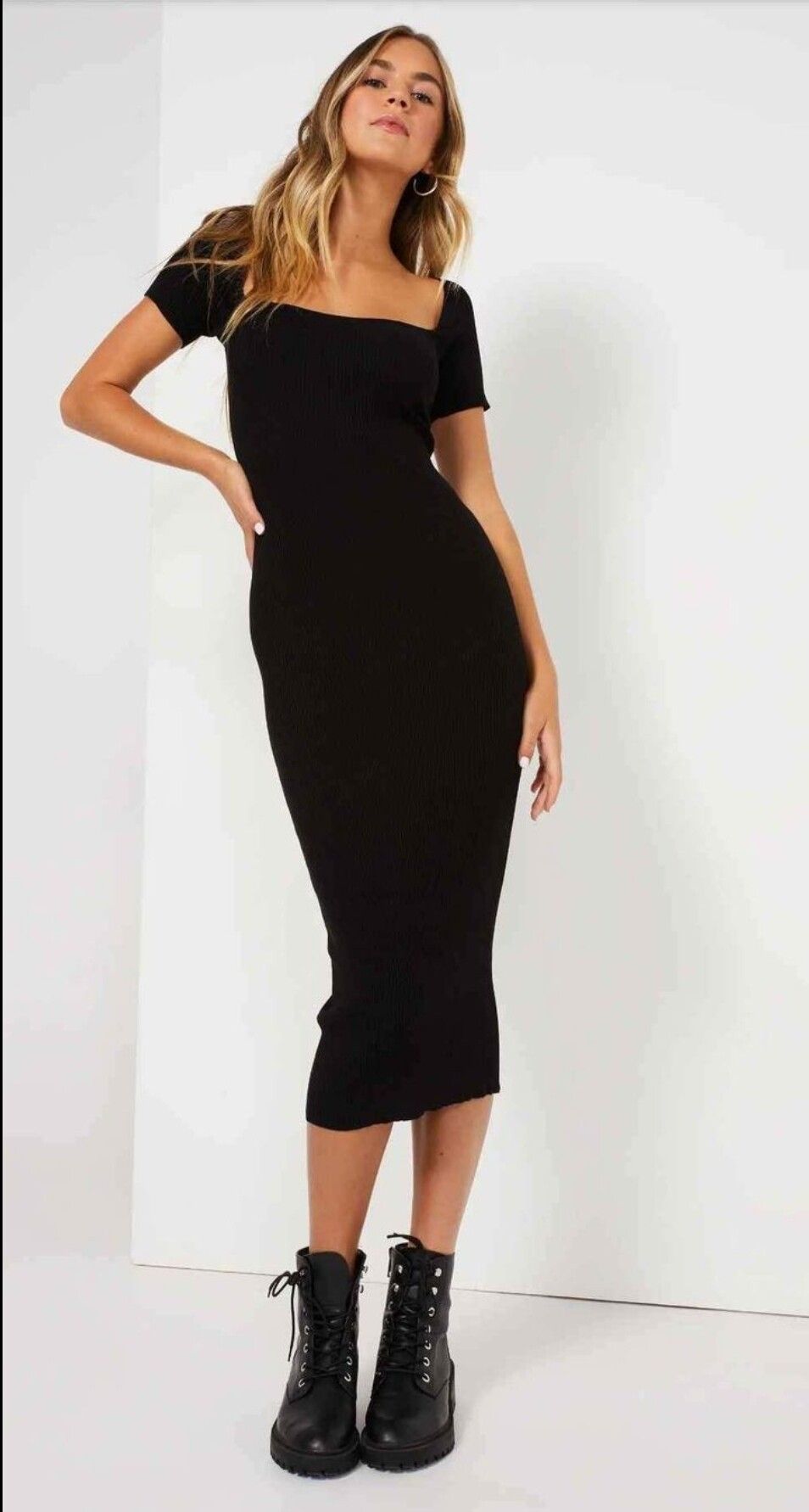 Dotti - Square Neck Knit Dress on Designer Wardrobe Dotti - Square Neck Knit Dress on Designer Wardrobe