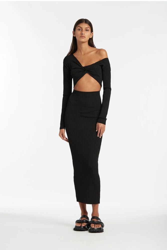 sir the label kelvin off shoulder dress SIR. Kelvin Cutout Ribbed-knit Off-the-shoulder Maxi Dress in Yellow