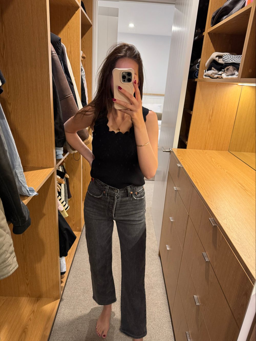 Levi's Grey Ribcage Straight Jeans