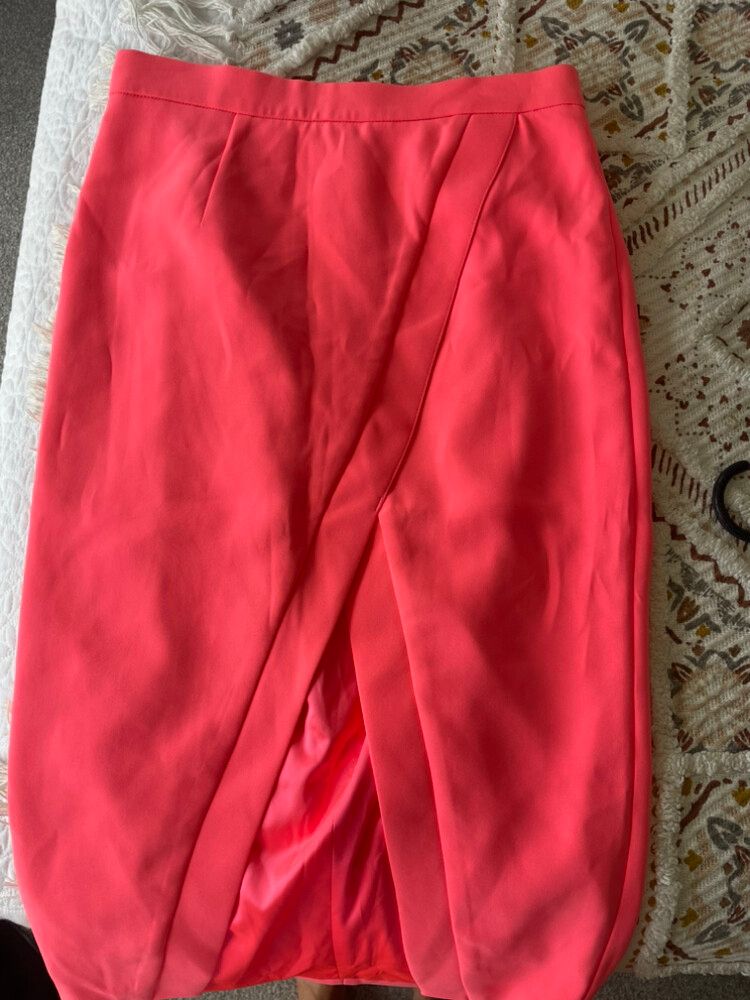 Hot Pink Midi Skirt with Split