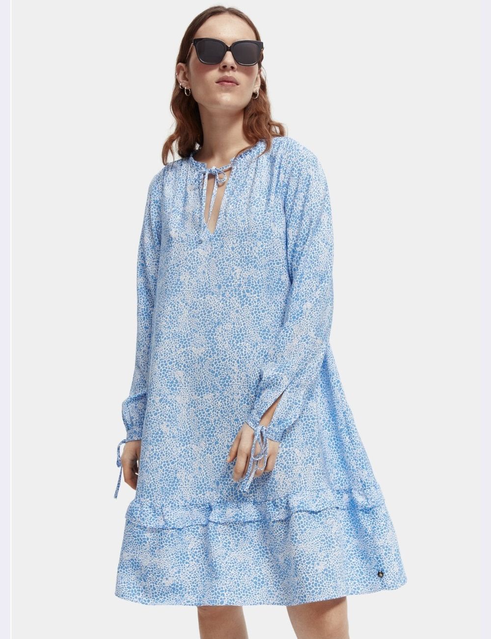 Scotch & Soda Blue and White Printed Dress