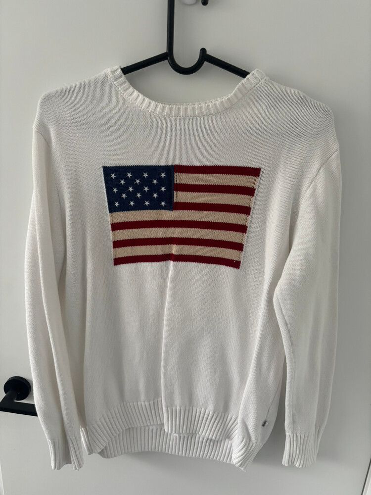 La Vintage White American Flag Jumper