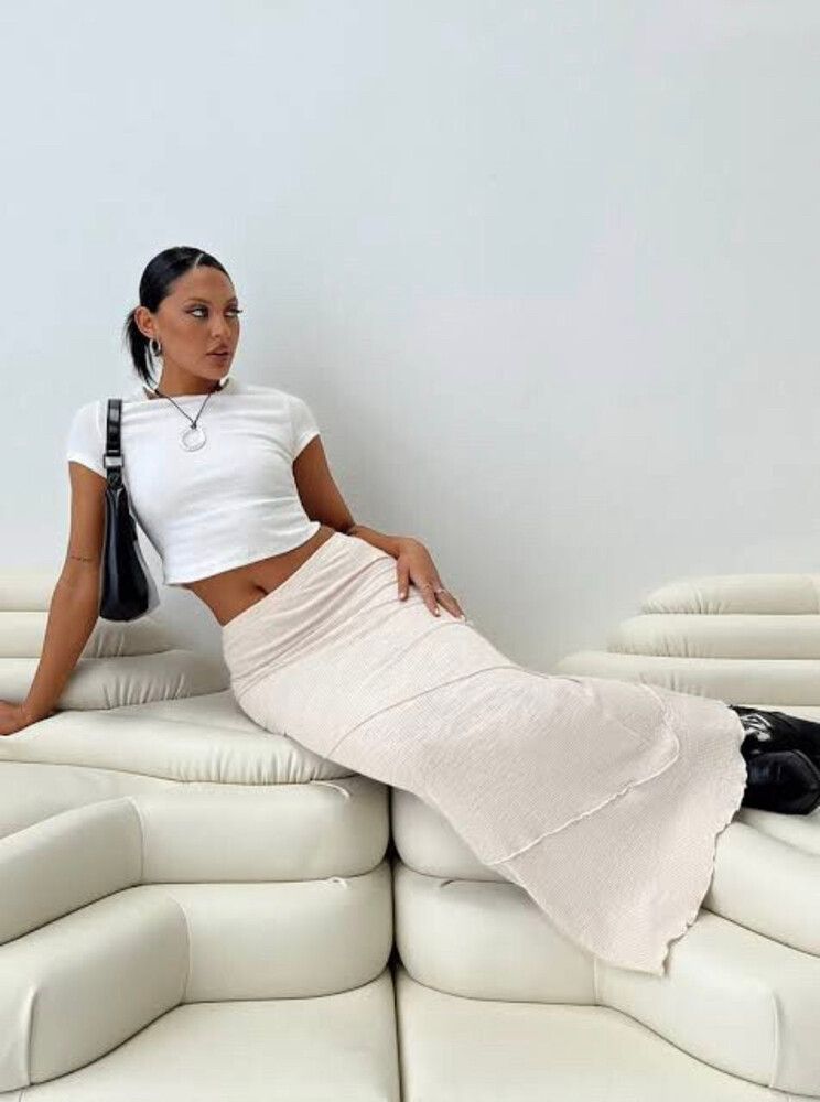 Princess Polly Beige Midi Skirt