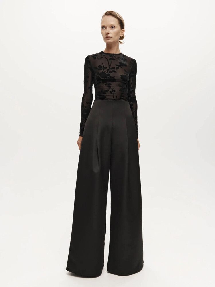 Harris Tapper Black Sheer Floral Top