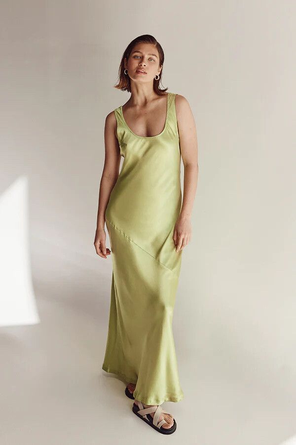 DISSH - Dish Lea Lime Satin Maxi Dress on Designer Wardrobe