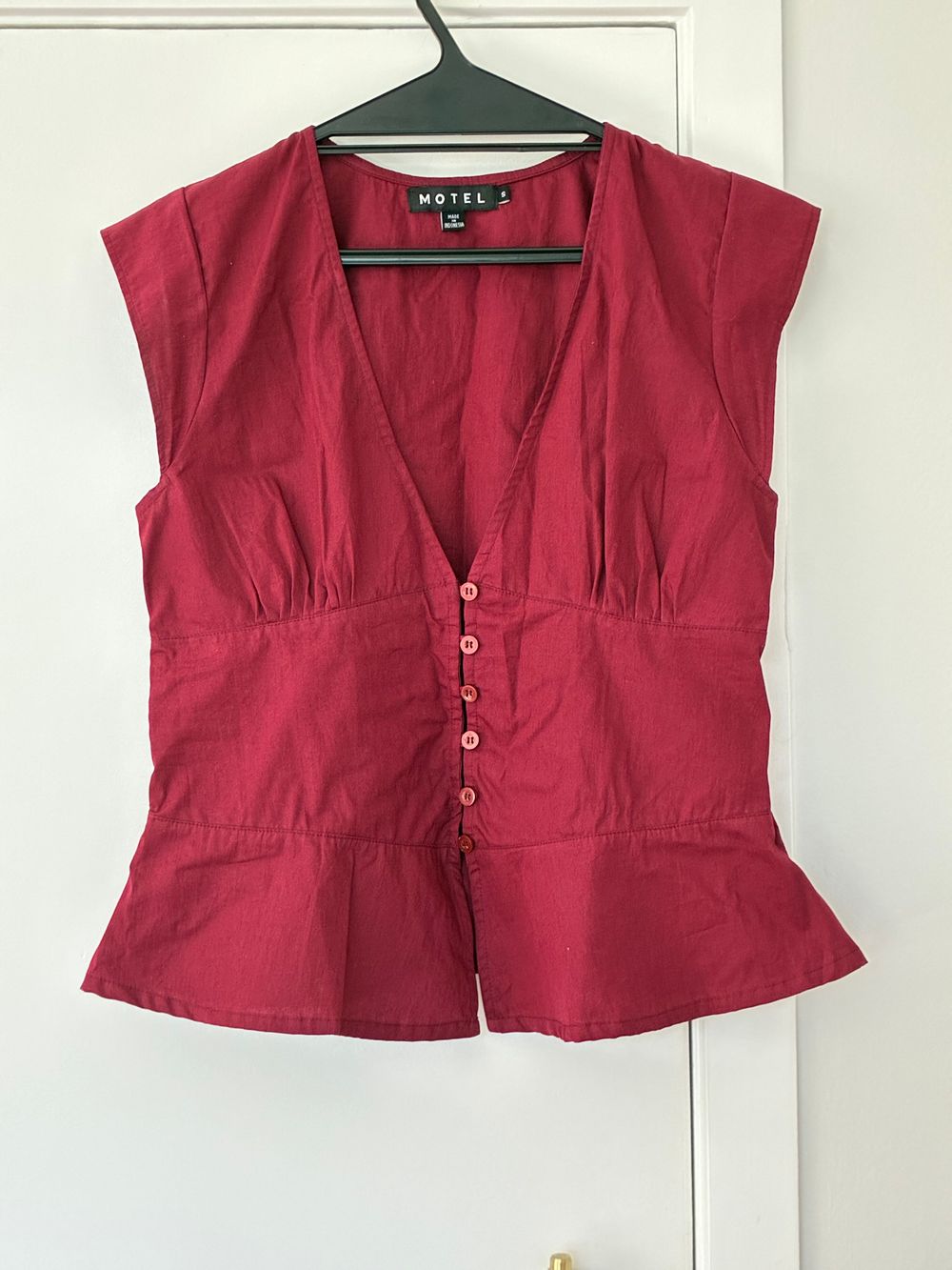 Motel Rocks Burgundy Poplin Top