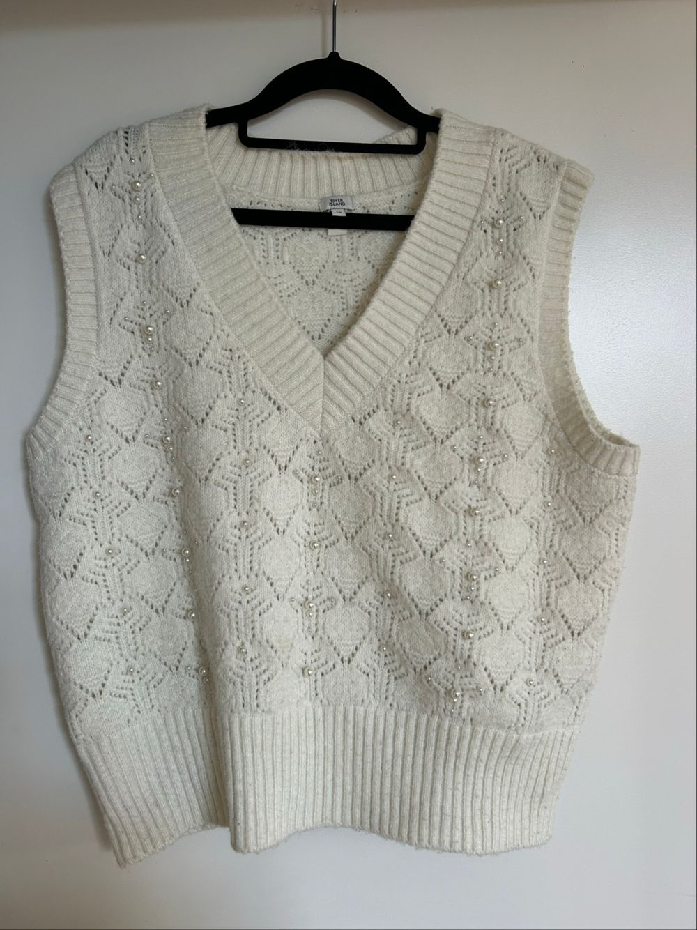 River Island Cream Pearl Knit Vest