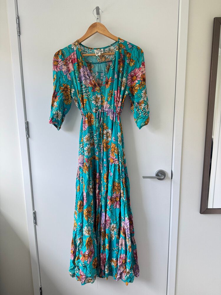 Turquoise Floral Maxi Dress