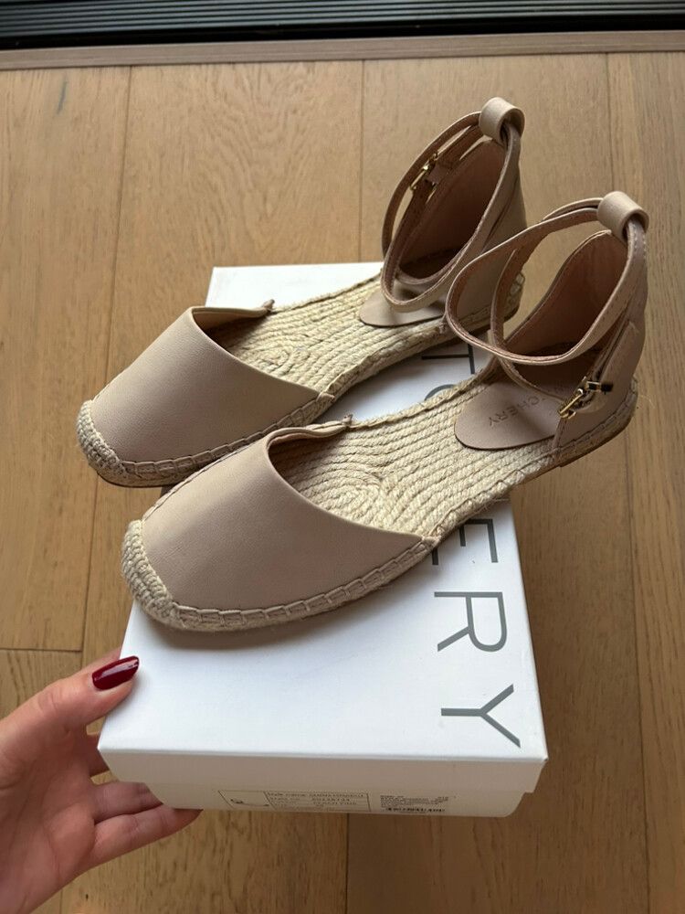 Gemma Espadrille Nude Leather Flat Sandal
