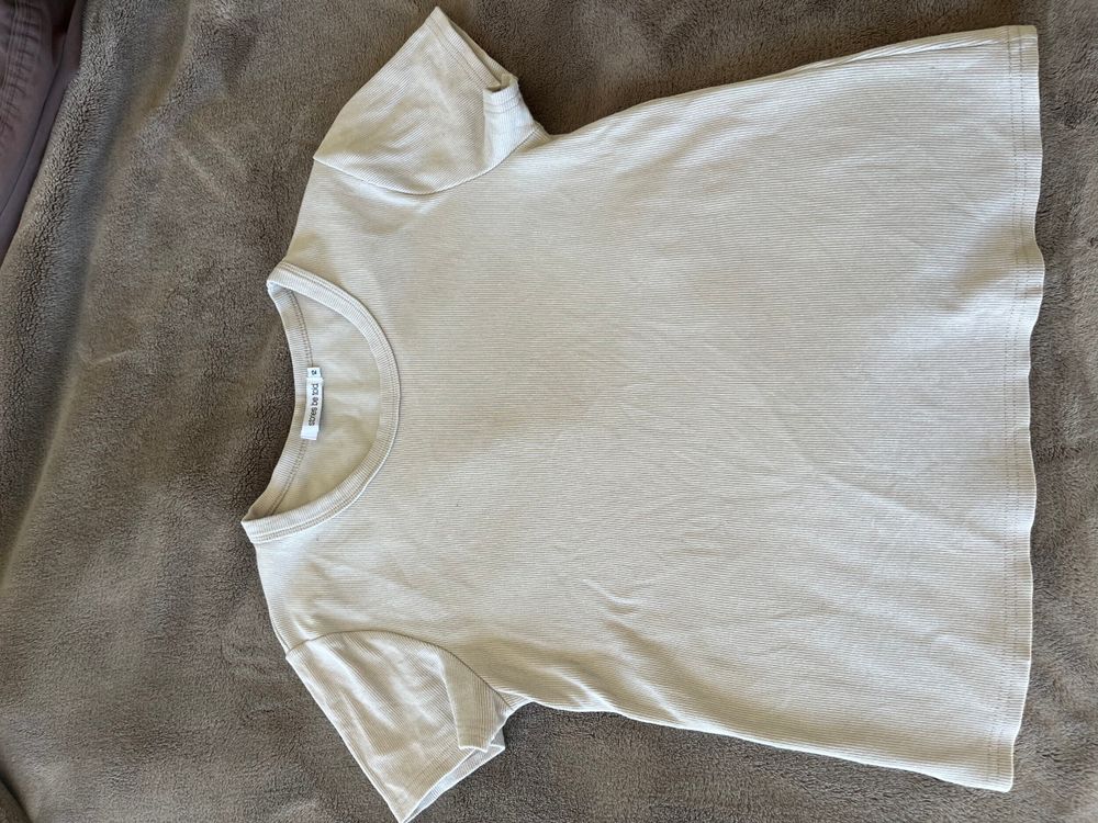 Stories Be Told Beige Ribbed T-Shirt