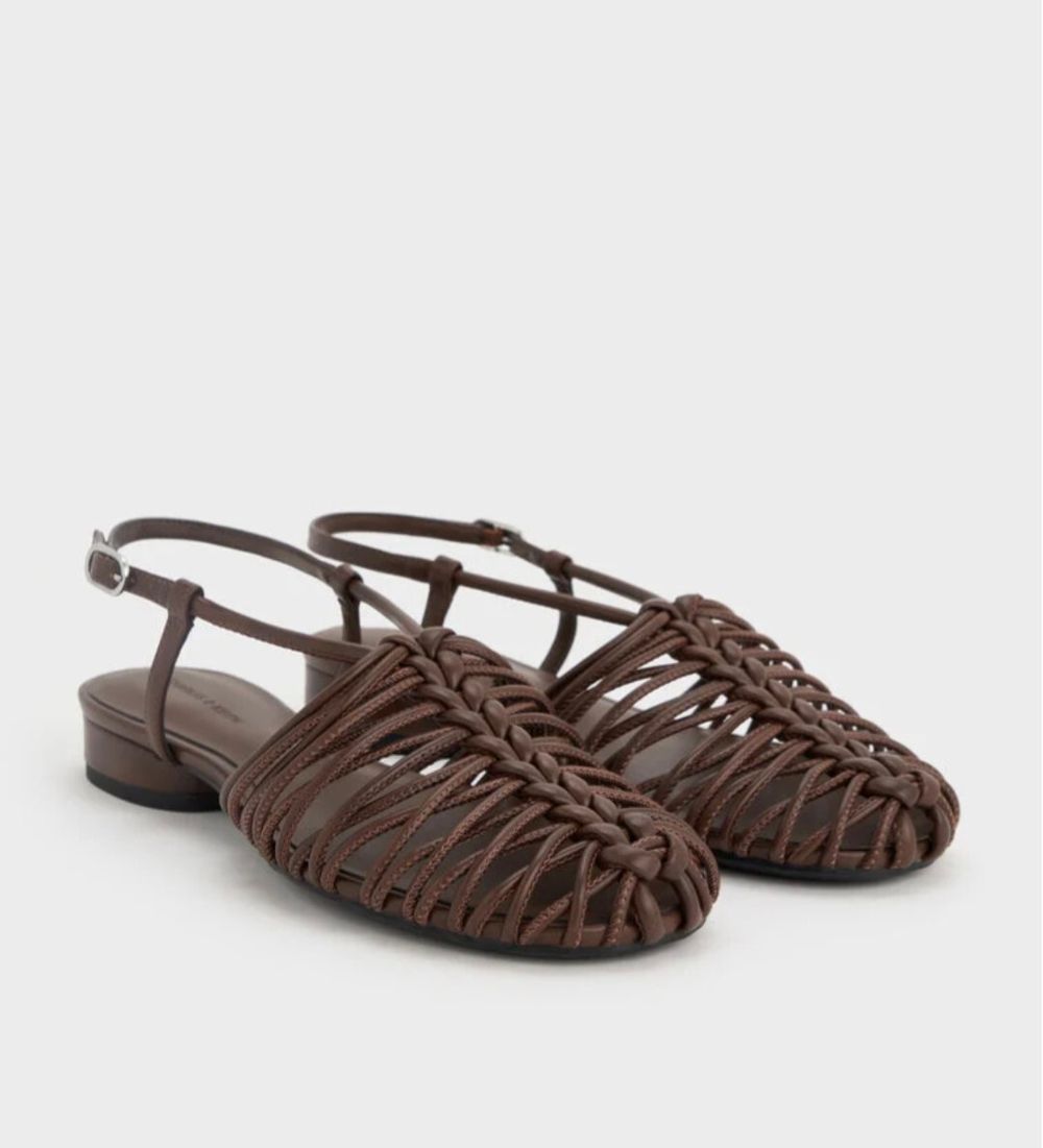 Charles & Keith Linnea Woven Slingback Caged Sandals