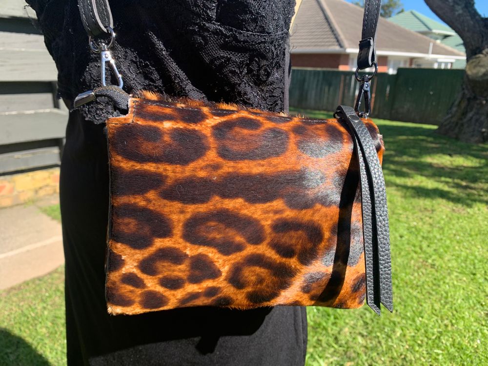 Cow hide “hair on” crossbody hand made in Italy